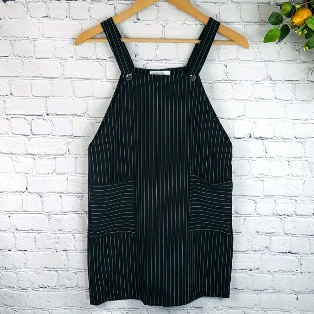 WHITE FAWN Pinstripe Overall Dress Size L